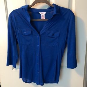 Blue button down blouse